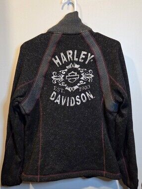 Harley-Davidson Black and Gray Logo Pullover Jacket Womens Size Large8